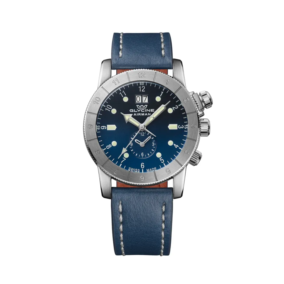 Glycine Airman GL0151 GMT Quarzuhr blau 42 mm